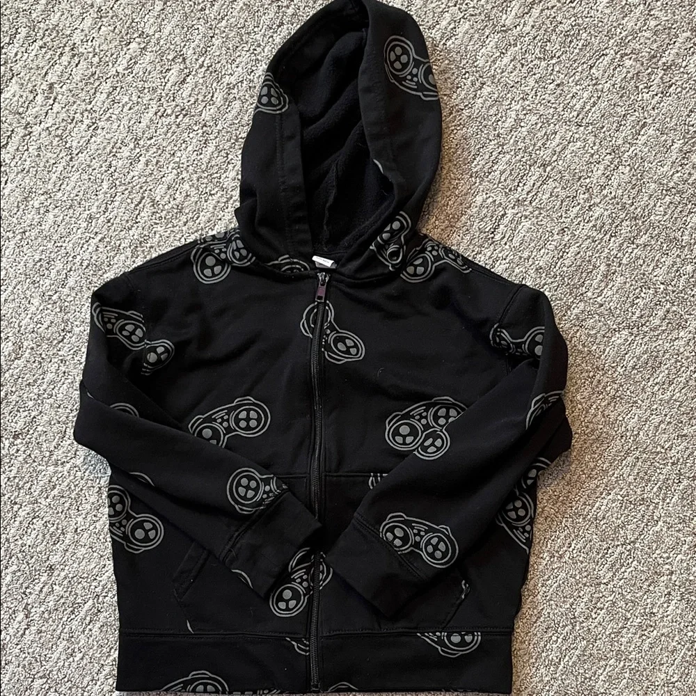 Kids Old Navy Black Hoodie Video Game Design Sz 8